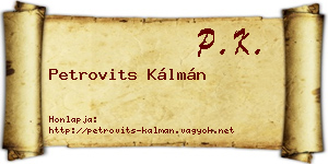 Petrovits Kálmán névjegykártya
