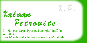 kalman petrovits business card